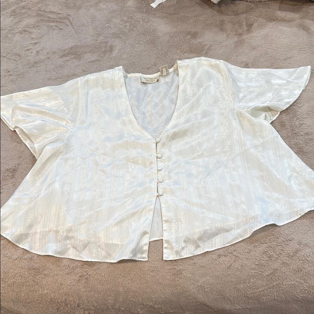 Vintage Victoria’s Secret White Satin Pajama Top